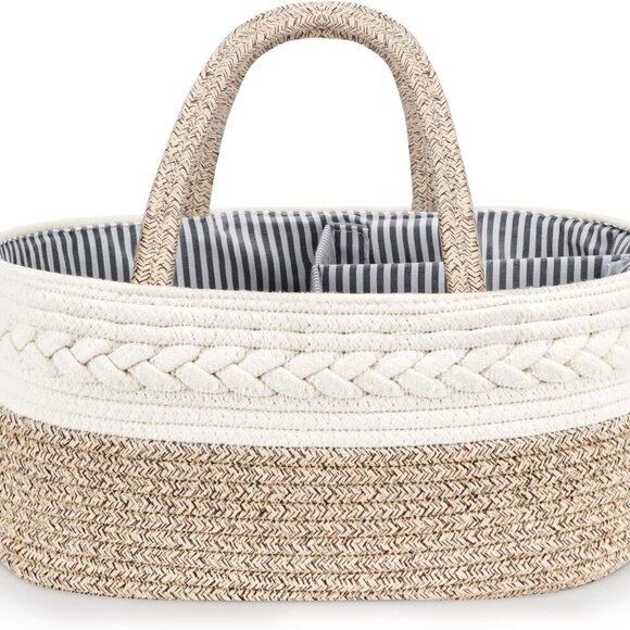 Diaper Caddy Organizer for Baby, Cotton Rope Baby Gift Basket, Portable Diaper O - Picture 9 of 9